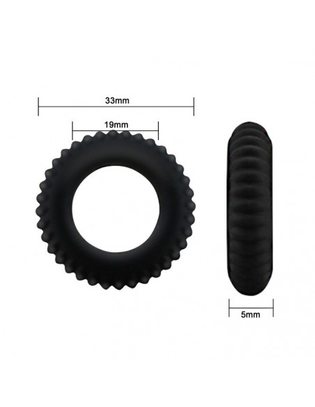 Pierścień erekcyjny Baile- Titan Cocck Ring Black - Pierścienie erekcyjne niewibrujące - 6