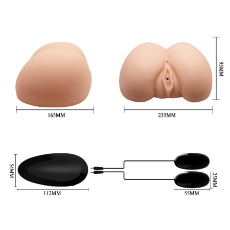 Realistyczny masturbator Judy Vibrating z wibracją i podwójnym kanałem, 23,5 × 16,5 × 9,5 cm - 8