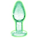 Szklana zatyczka analna Glow in the Dark - świecąca w ciemności, borokrzemianowa, długość 9,6 cm - 1