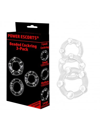Zestaw pierścieni erekcyjnych Beaded Cockring 3 Pack Transparent In Colour Box - Pierścienie erekcyjne niewibrujące - 1