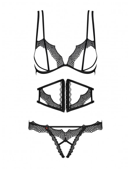Komplet Bielizny Bravelle 3-Częściowy Czarny L/Xl - Komplety bielizny erotycznej - 5