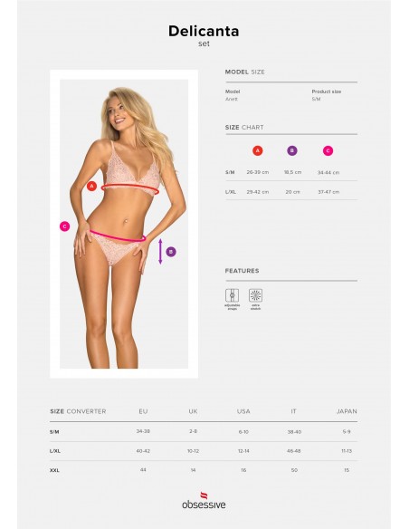 Komplet Bielizny Delicanta 2-Częściowy Różowy  S/M - Komplety bielizny erotycznej - 7