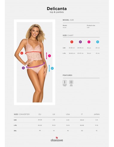 Komplet bielizny Delicanta Top I Figi Różowy  S/M - Komplety bielizny erotycznej - 7