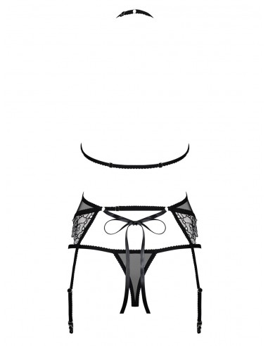 Komplet Bielizny Uniquella 3-Częściowy Czarny  S/M - Komplety bielizny erotycznej - 6