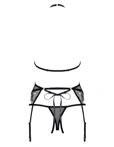 Komplet Bielizny Uniquella 3-Częściowy Czarny  S/M - Komplety bielizny erotycznej - 6