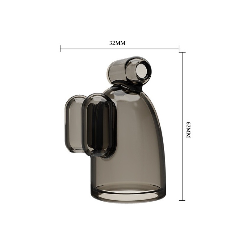 Nakładka na penisa Crystal Cup III z dwiema wibracyjnymi kulkami 6,2 cm - 6