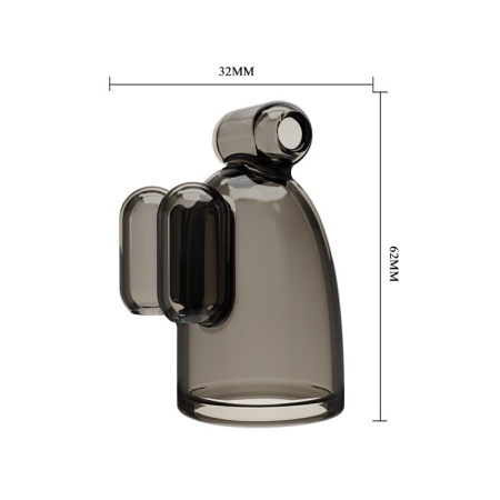 Nakładka na penisa Crystal Cup III z dwiema wibracyjnymi kulkami 6,2 cm - 6