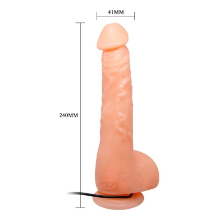 Dildo Baile Jasson 9.8'' - realistyczny TPR z przyssawką próżniową, wibracją wieloprędkościową i pilotem na przewodzie, długość - 4