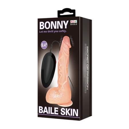 Dildo Baile Jasson 9.8'' - realistyczny TPR z przyssawką próżniową, wibracją wieloprędkościową i pilotem na przewodzie, długość - 7