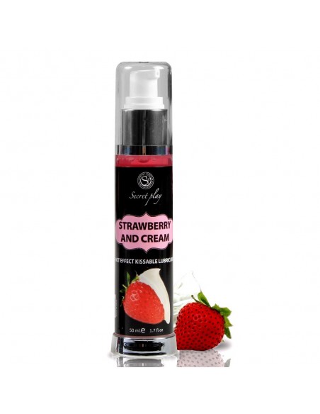 Olejek Do Masażu Strawberry / Cream Hot Effect Kissable Lubricant 50 ml - Olejki i żele do masażu - 1