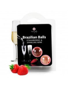 Brazylijskie kulki do masażu Strawberry / Sparkling Wine 2 szt. - Olejki i żele do masażu - 1