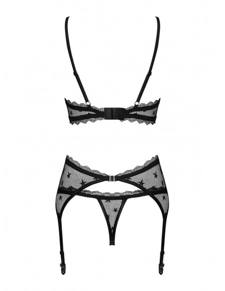 Komplet Bielizny Astralya 3-Częściowy Czarny  S/M - Komplety bielizny erotycznej - 6