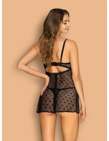 Bielizna Nocna Astralya Koszulka I String Czarna  S/M - Koszule nocne - 4