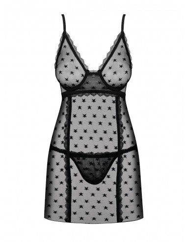 Bielizna Nocna Astralya Koszulka I String Czarna  S/M - Koszule nocne - 5