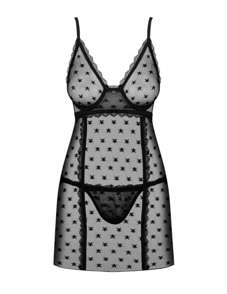 Bielizna Nocna Astralya Koszulka I String Czarna  S/M - Koszule nocne - 5