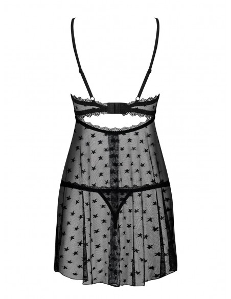 Bielizna Nocna Astralya Koszulka I String Czarna  S/M - Koszule nocne - 6