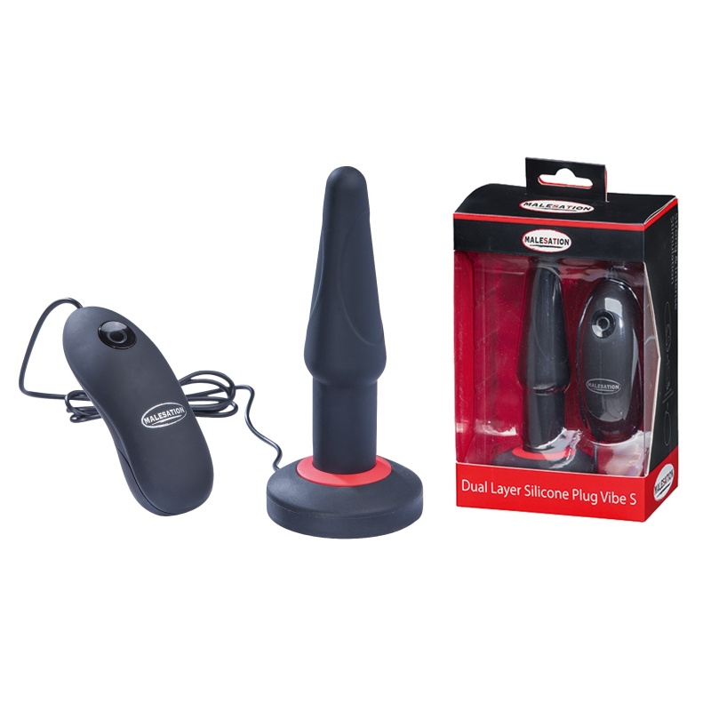 Korek analny Dual Layer Silicone Plug Vibe S (wariant S) - stożkowy, dwuwarstwowy silikon, 7 trybów wibracji i przewodowy pilot - 2