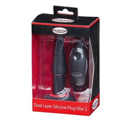Korek analny Dual Layer Silicone Plug Vibe S (wariant S) - stożkowy, dwuwarstwowy silikon, 7 trybów wibracji i przewodowy pilot - 3