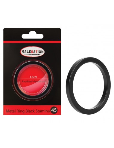 Pierścień erekcyjny Malesation Metal Black Stamina 45 - Pierścienie erekcyjne niewibrujące - 1