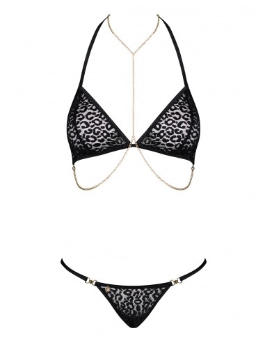 Komplet Bielizny Pantheria 2-Częściowy Czarny  S/M - Komplety bielizny erotycznej - 5