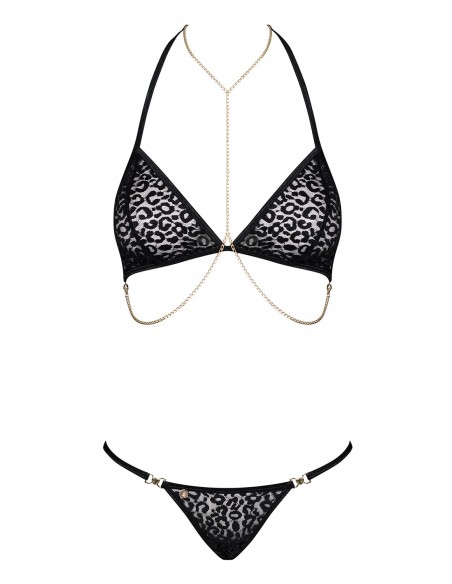 Komplet Bielizny Pantheria 2-Częściowy Czarny  S/M - Komplety bielizny erotycznej - 5