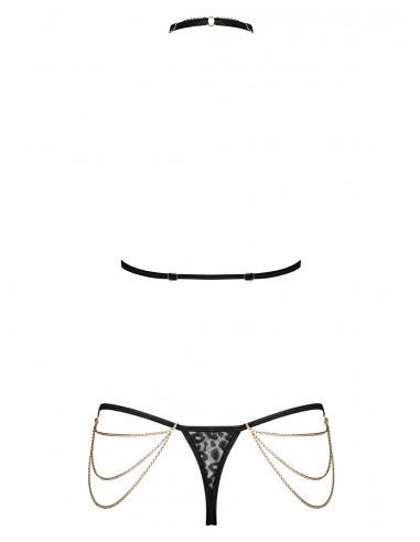 Komplet Bielizny Pantheria 2-Częściowy Czarny  S/M - Komplety bielizny erotycznej - 6