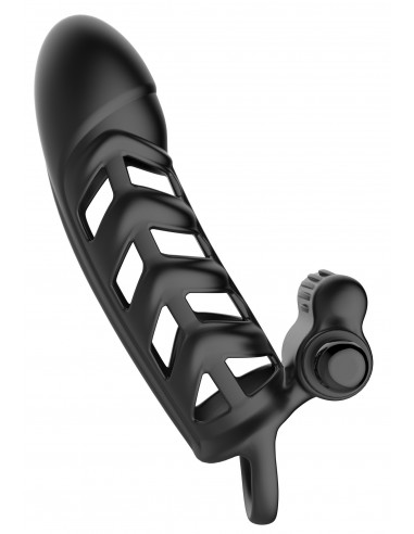 Wibrujące Przedłużenie Penisa Czarne - Przedłużki i nakładki na penisa - 1