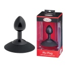 Korek analny Alu-Plug z odpinaną silikonową przyssawką, mały, czarny - 1