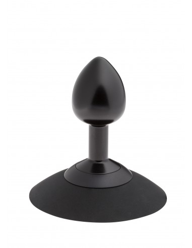 Korek analny Malesation Alu-Plug With Suction Cup Small, Black - Korki analne stalowe - 2