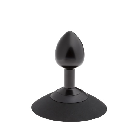 Korek analny Alu-Plug z odpinaną silikonową przyssawką, mały, czarny - 2