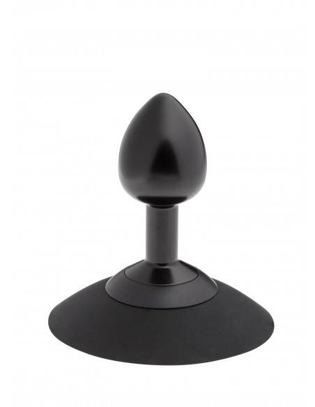 Korek analny Malesation Alu-Plug With Suction Cup Small, Black - Korki analne stalowe - 2