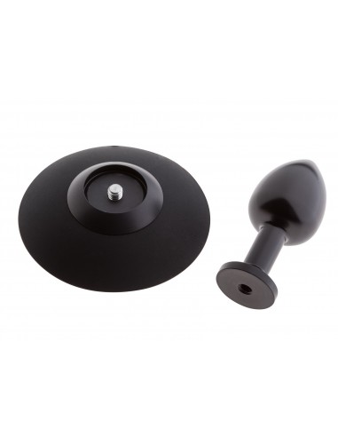 Korek analny Malesation Alu-Plug With Suction Cup Small, Black - Korki analne stalowe - 3
