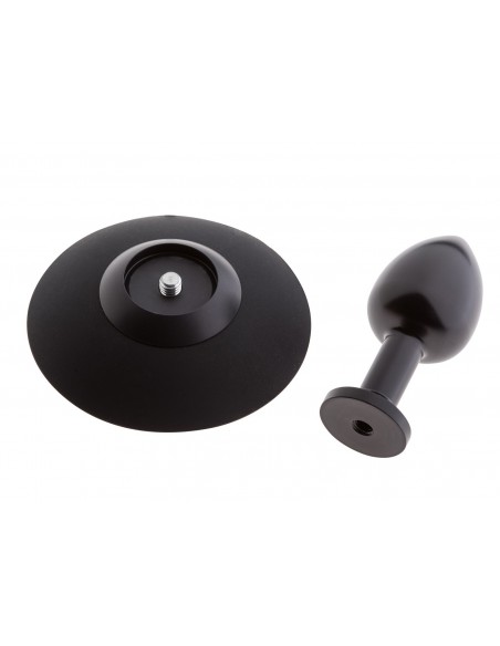Korek analny Malesation Alu-Plug With Suction Cup Small, Black - Korki analne stalowe - 3