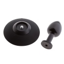 Korek analny Alu-Plug z odpinaną silikonową przyssawką, mały, czarny - 3