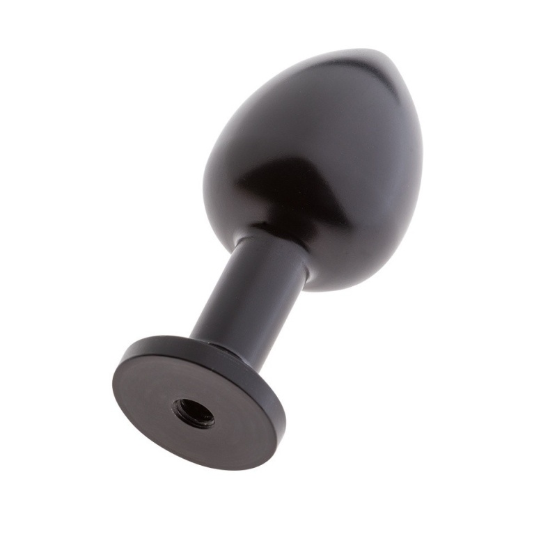 Korek analny Alu-Plug z odpinaną silikonową przyssawką, mały, czarny - 4