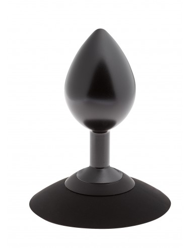 Korek analny Malesation Alu-Plug With Suction Cup Medium, Black - Korki analne stalowe - 2