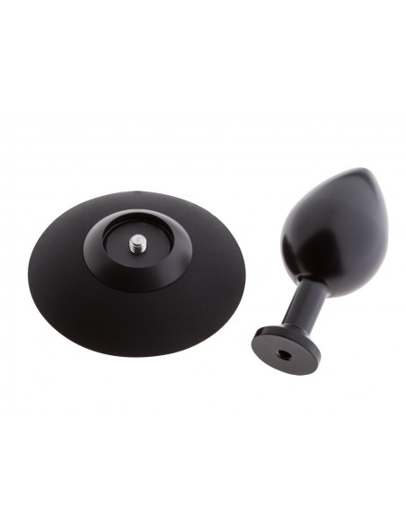 Korek analny Malesation Alu-Plug With Suction Cup Medium, Black - Korki analne stalowe - 3