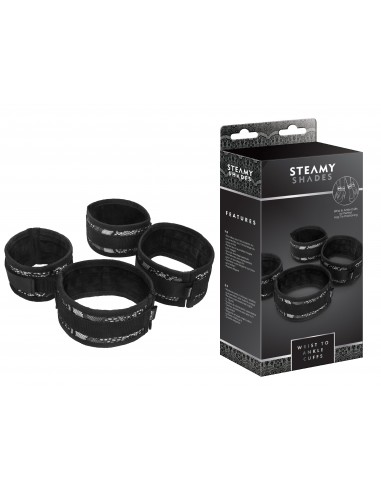 Uprząż BDSM Steamy Shades Wrist To Ankle Cuffs - Uprzęże BDSM - 1