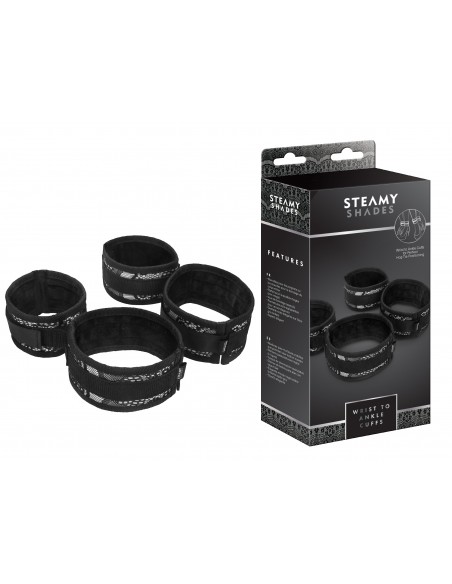 Uprząż BDSM Steamy Shades Wrist To Ankle Cuffs - Uprzęże BDSM - 1