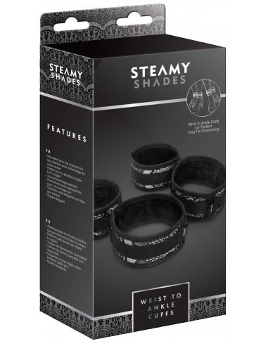 Uprząż BDSM Steamy Shades Wrist To Ankle Cuffs - Uprzęże BDSM - 3