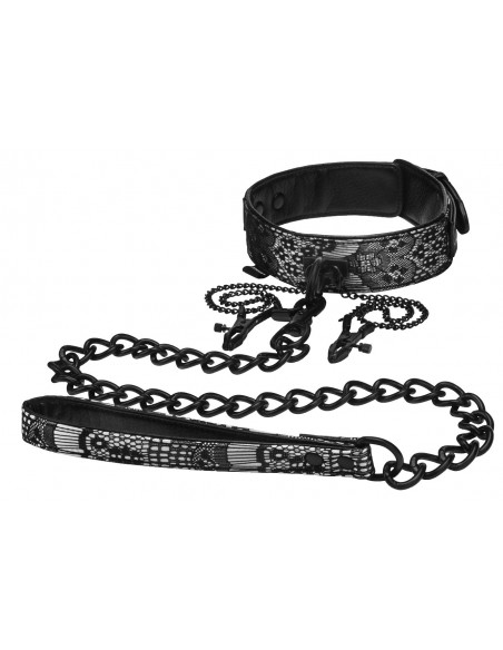 Klamry na sutki Steamy Shades Collar With Leash And Nipple Clamps - Klamry i klipsy na sutki - 2
