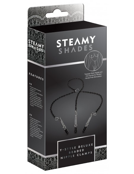 Klamry na sutki Steamy Shades Y-Style Deluxe Beaded Nipple Clamps - Klamry i klipsy na sutki - 3