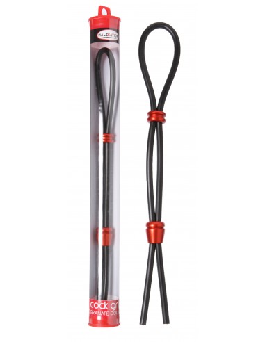 Regulowany Pierścień na Penisa Cock-Grip Double Red - Pierścienie erekcyjne niewibrujące - 1