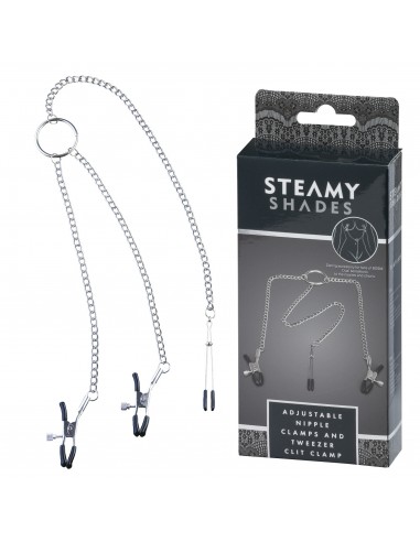 Klamry na sutki Steamy Shades Adjustable Nipple Clamps And Tweezer Clit Clamp - Klamry i klipsy na sutki - 1