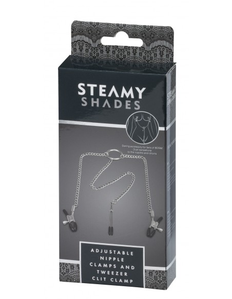 Klamry na sutki Steamy Shades Adjustable Nipple Clamps And Tweezer Clit Clamp - Klamry i klipsy na sutki - 3
