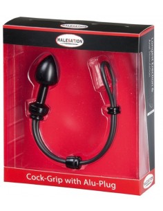 Pierścień erekcyjny z plugiem analnym Cock-Grip with Alu-Plug small - Pierścienie erekcyjne niewibrujące - 1 2