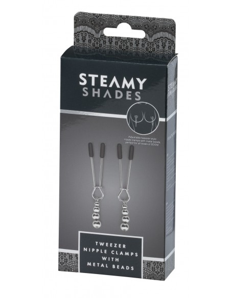 Klamry na sutki Steamy Shades Tweezer Nipple Clamps With Metal Beads - Klamry i klipsy na sutki - 3