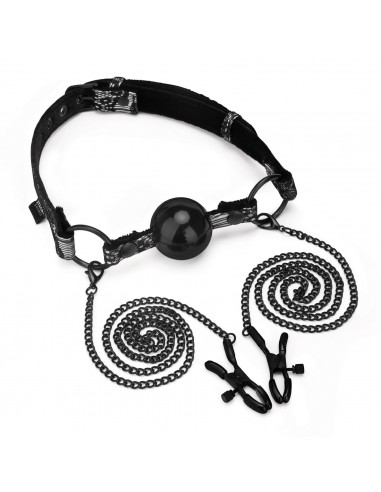 Klamry na sutki Steamy Shades Ball Gag With Nipple Clamps - Klamry i klipsy na sutki - 1