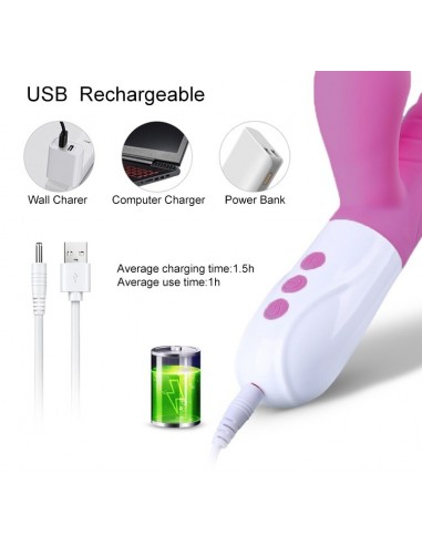 Wibrator króliczek USB z Funkcją Ssania i Języczkiem - Wibratory Króliczki - 7