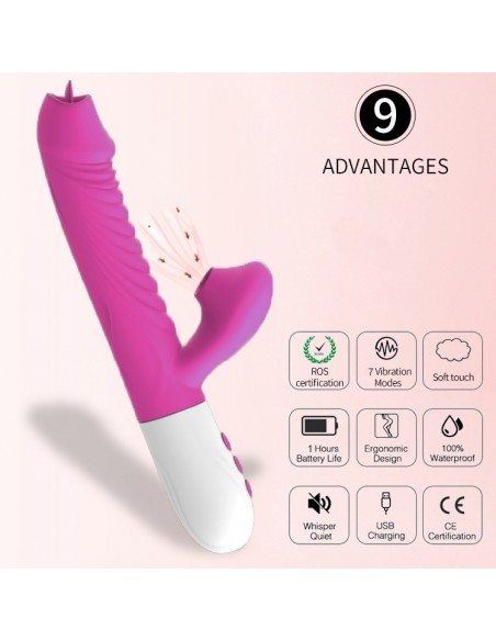 Wibrator króliczek USB z Funkcją Ssania i Języczkiem - Wibratory Króliczki - 10